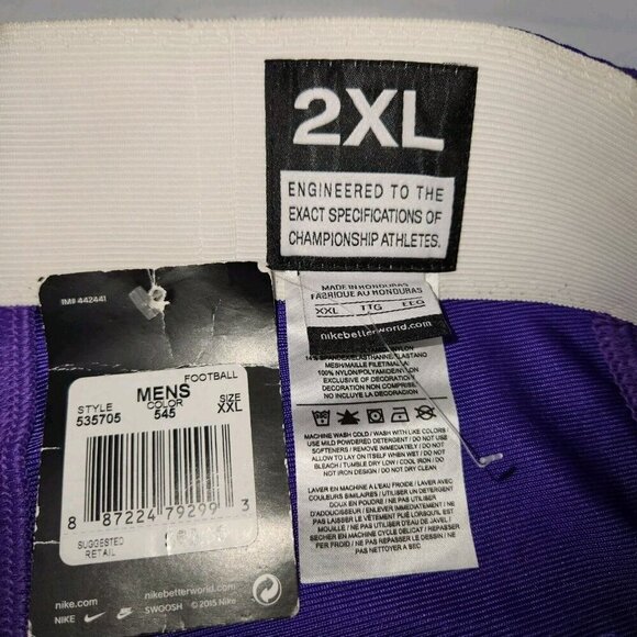 Mens NIKE Team Performance FOOTBALL Practice PANTS Purple 2XL $65 - Picture 2 of 3